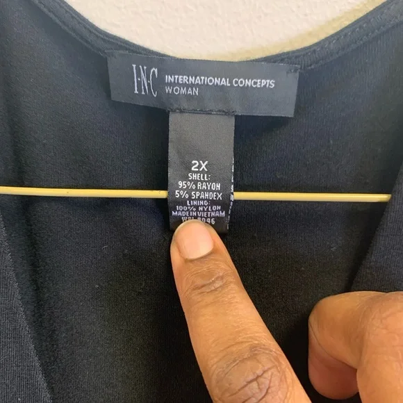 INC International Concepts Black V-Neck Tank Top - Picture 2 of 3